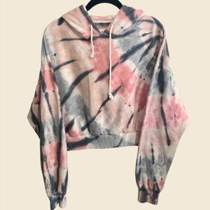 AEROPOSTALE Tie-Dye Cropped Pull Over Hoodie Size L